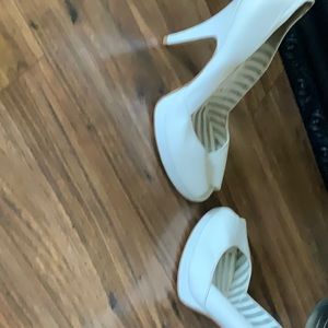 White BCBG heels